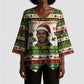 Booker T. Washington Christmas Santa Kimono Sleeve Blouse Black History Ugly Pixel Pattern