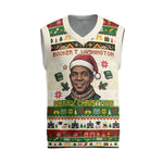 Booker T. Washington Christmas Santa Christmas Knitted V-Neck Vest Black History Ugly Pixel Pattern