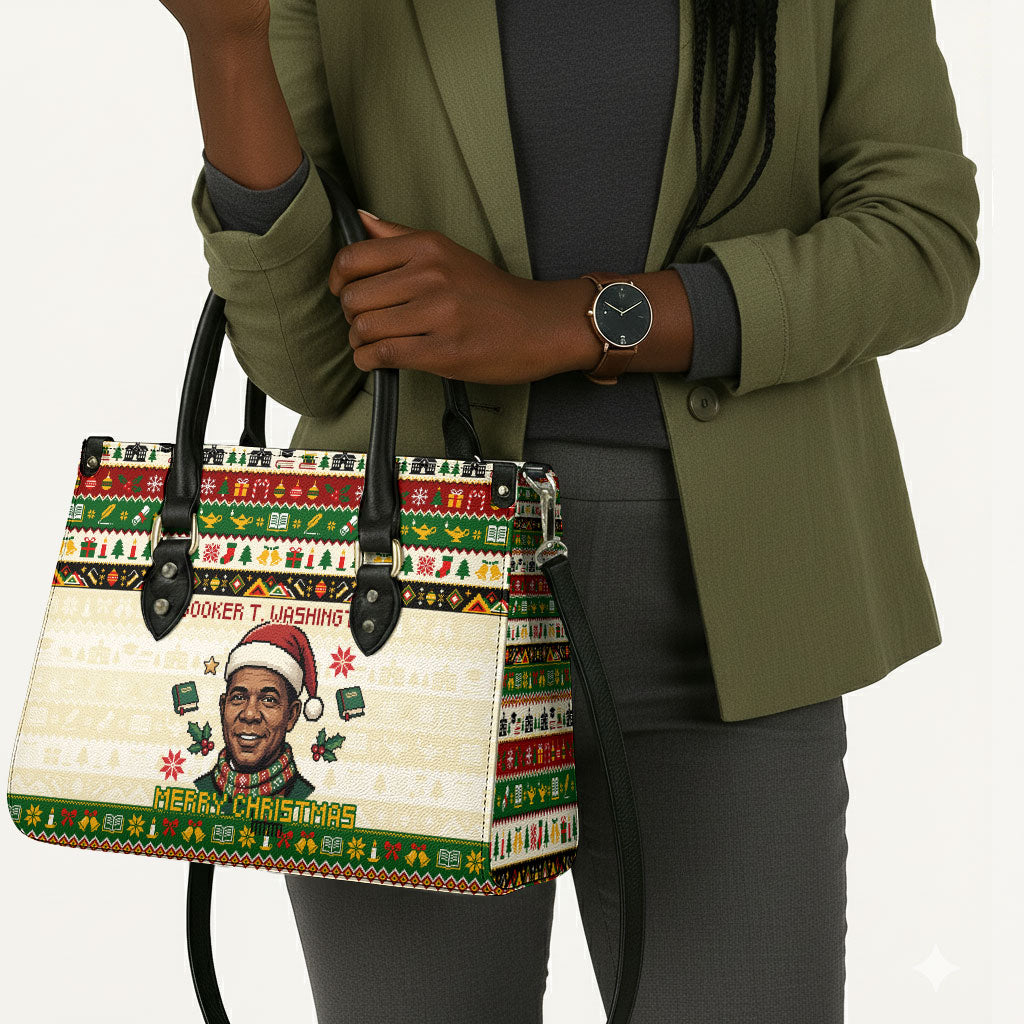 Booker T. Washington Christmas Santa Leather Bag Black History Ugly Pixel Pattern