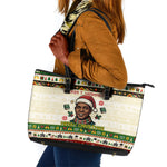 Booker T. Washington Christmas Santa Leather Tote Bag Black History Ugly Pixel Pattern