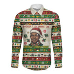 Booker T. Washington Christmas Santa Long Sleeve Button Shirt Black History Ugly Pixel Pattern