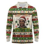 Booker T. Washington Christmas Santa Long Sleeve Polo Shirt Black History Ugly Pixel Pattern
