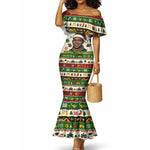 Booker T. Washington Christmas Santa Mermaid Dress Black History Ugly Pixel Pattern