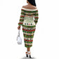 Booker T. Washington Christmas Santa Off The Shoulder Long Sleeve Dress Black History Ugly Pixel Pattern