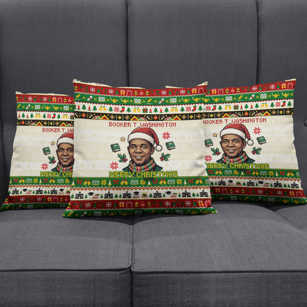 Booker T. Washington Christmas Santa Pillow Cover Black History Ugly Pixel Pattern