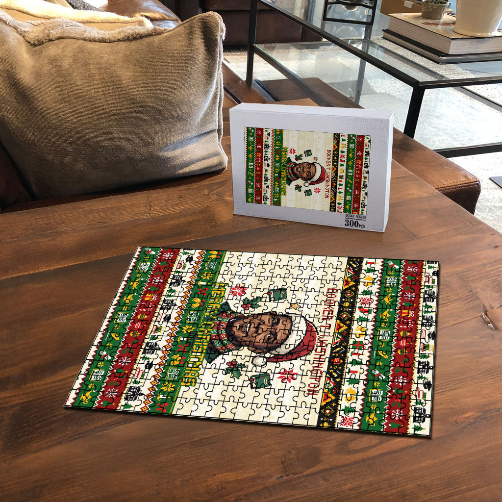 Booker T. Washington Christmas Santa Puzzle Black History Ugly Pixel Pattern