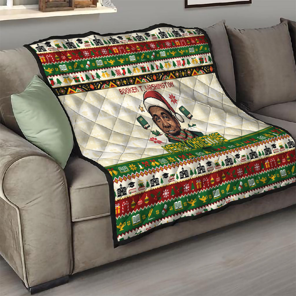 Booker T. Washington Christmas Santa Quilt Black History Ugly Pixel Pattern