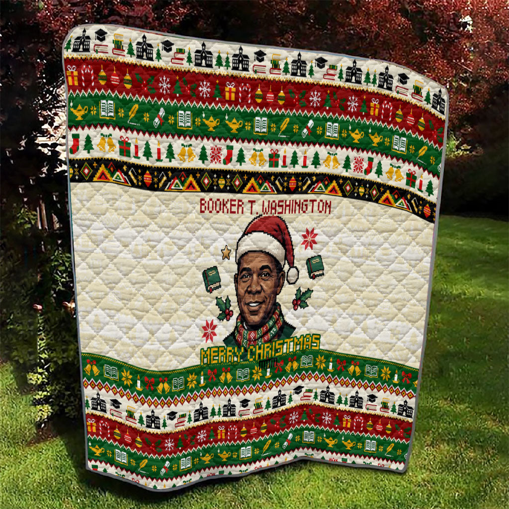 Booker T. Washington Christmas Santa Quilt Black History Ugly Pixel Pattern