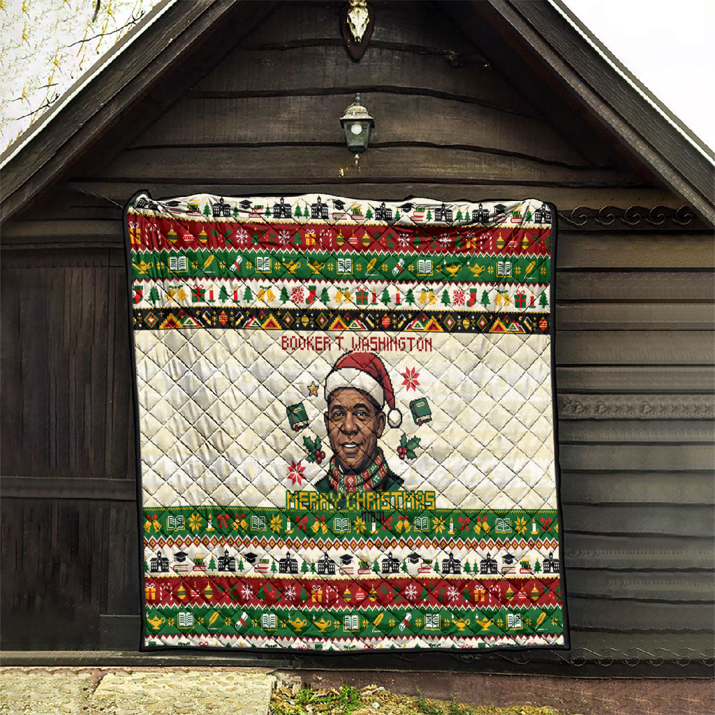 Booker T. Washington Christmas Santa Quilt Black History Ugly Pixel Pattern