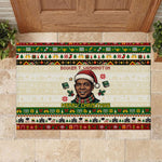 Booker T. Washington Christmas Santa Rubber Doormat Black History Ugly Pixel Pattern