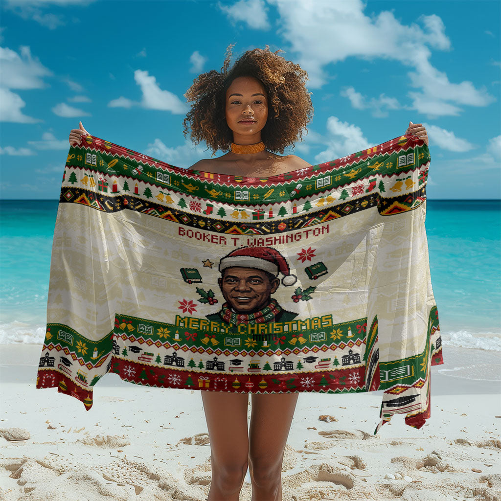 Booker T. Washington Christmas Santa Sarong Black History Ugly Pixel Pattern