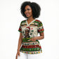 Booker T. Washington Christmas Santa Scrub Top Black History Ugly Pixel Pattern