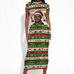 Booker T. Washington Christmas Santa Short Sleeve Bodycon Dress Black History Ugly Pixel Pattern