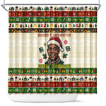 Booker T. Washington Christmas Santa Shower Curtain Black History Ugly Pixel Pattern