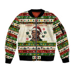 Booker T. Washington Christmas Santa Sleeve Zip Bomber Jacket Black History Ugly Pixel Pattern