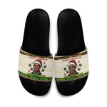 Booker T. Washington Christmas Santa Slide Sandals Black History Ugly Pixel Pattern