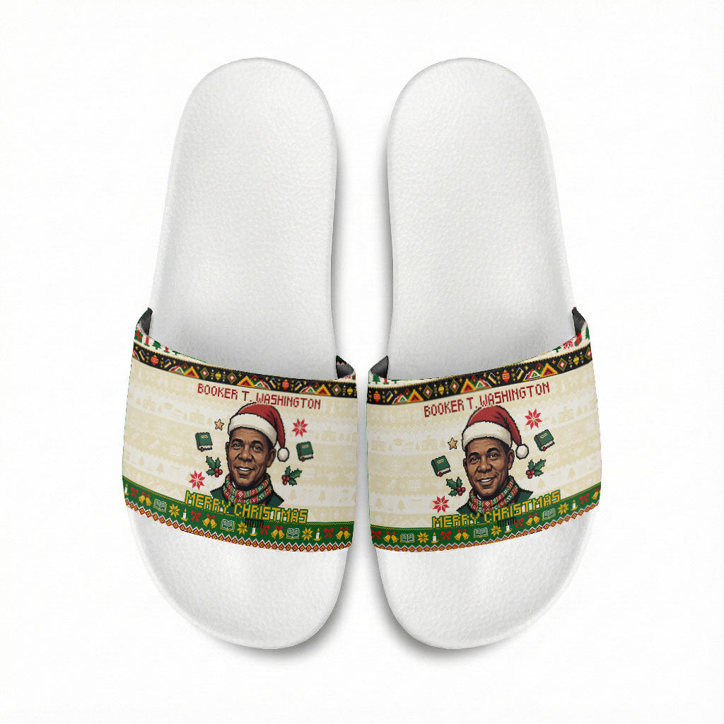 Booker T. Washington Christmas Santa Slide Sandals Black History Ugly ...