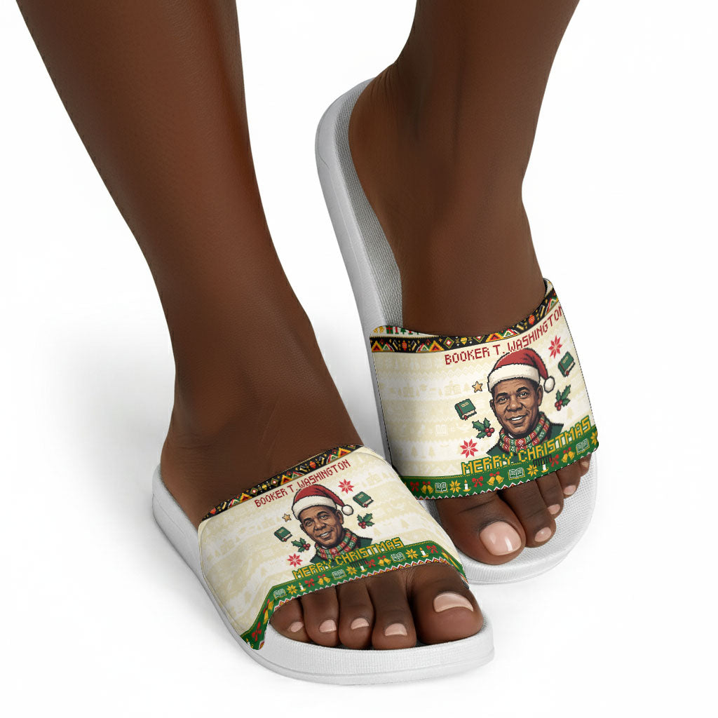 Booker T. Washington Christmas Santa Slide Sandals Black History Ugly ...