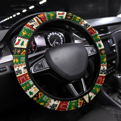 Booker T. Washington Christmas Santa Steering Wheel Cover Black History Ugly Pixel Pattern