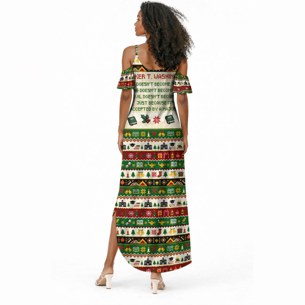 Booker T. Washington Christmas Santa Summer Maxi Dress Black History Ugly Pixel Pattern