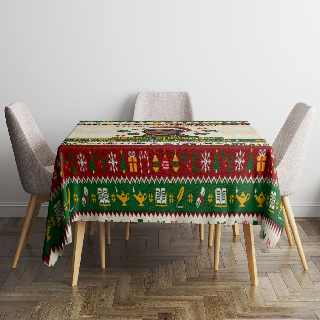Booker T. Washington Christmas Santa Tablecloth Black History Ugly Pixel Pattern