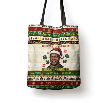 Booker T. Washington Christmas Santa Tote Bag Black History Ugly Pixel Pattern