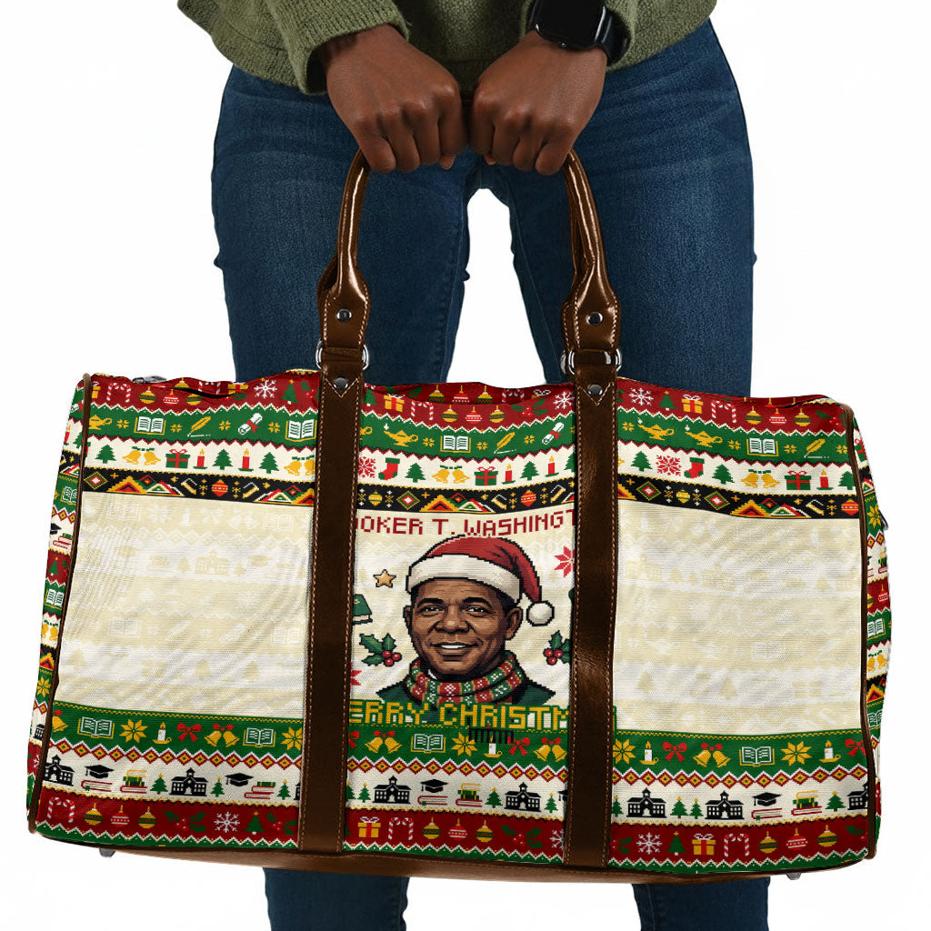 Booker T. Washington Christmas Santa Travel Bag Black History Ugly Pixel Pattern