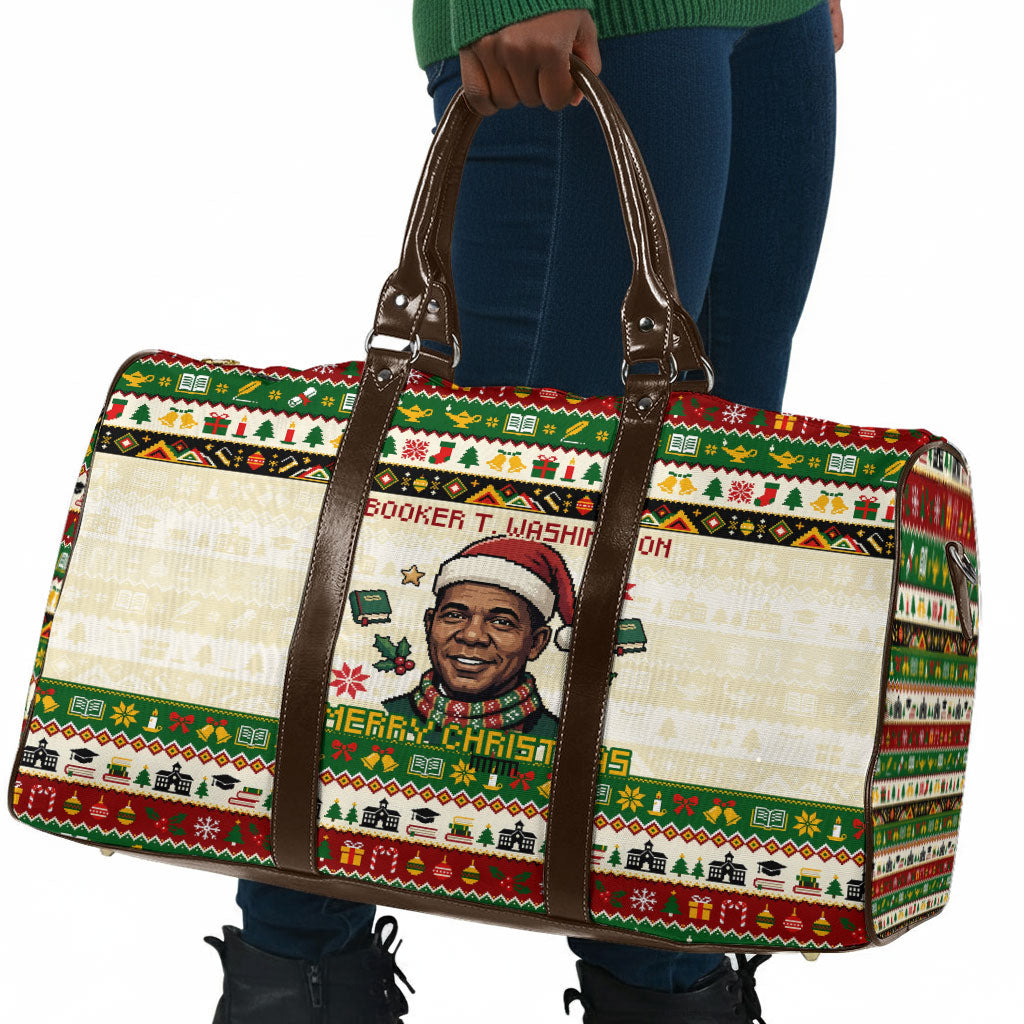 Booker T. Washington Christmas Santa Travel Bag Black History Ugly Pixel Pattern