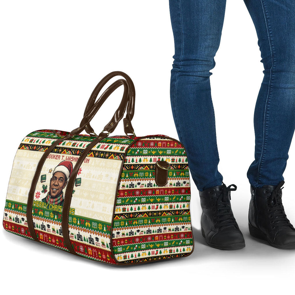 Booker T. Washington Christmas Santa Travel Bag Black History Ugly Pixel Pattern