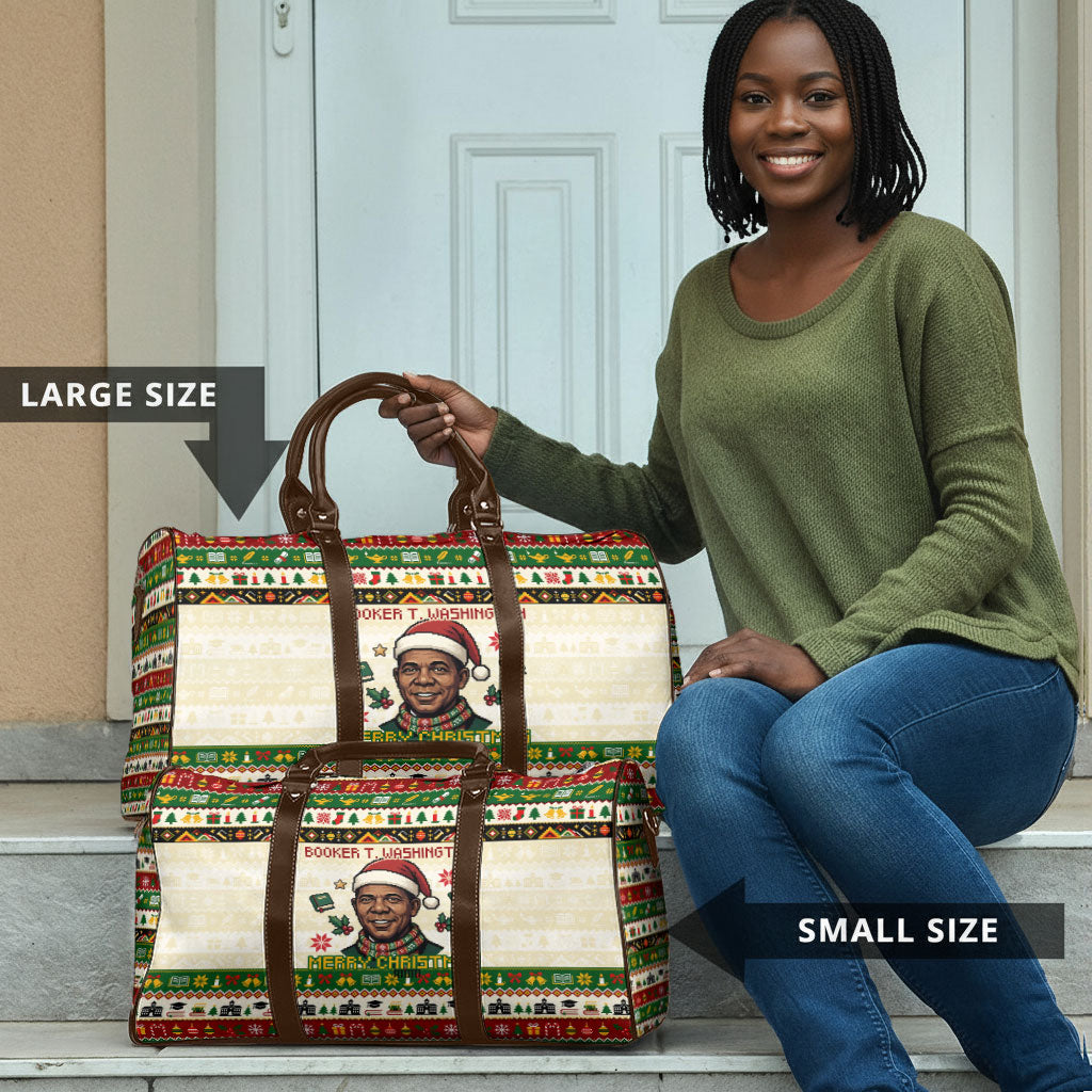 Booker T. Washington Christmas Santa Travel Bag Black History Ugly Pixel Pattern