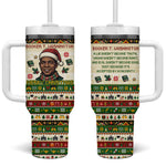 Booker T. Washington Christmas Santa Tumbler With Handle Black History Ugly Pixel Pattern