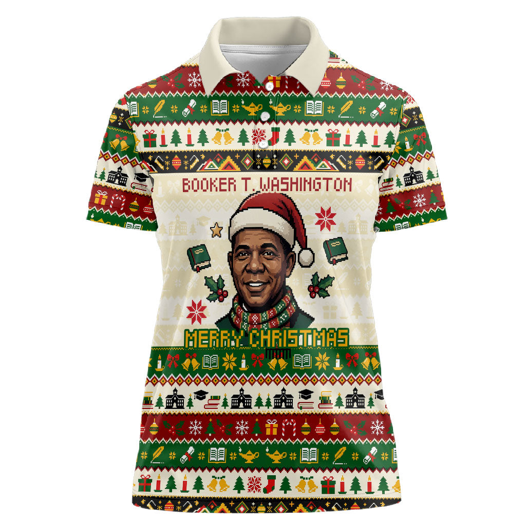 Booker T. Washington Christmas Santa Women Polo Shirt Black History ...