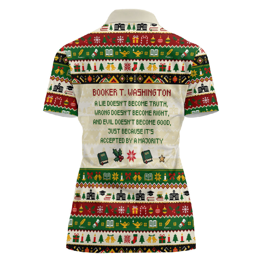 Booker T. Washington Christmas Santa Women Polo Shirt Black History ...