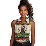 Booker T. Washington Christmas Santa Women Sleeveless Polo Shirt Black History Ugly Pixel Pattern