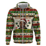 Booker T. Washington Christmas Santa Zip Hoodie Black History Ugly Pixel Pattern