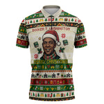 Booker T. Washington Christmas Santa Zipper Polo Shirt Black History Ugly Pixel Pattern