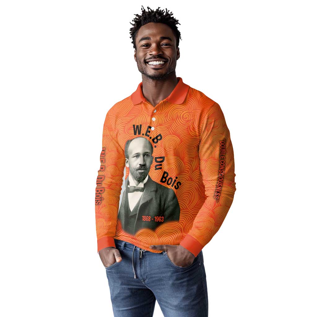W.E.B. Du Bois Tribute Long Sleeve Polo Shirt W.E.B. Du Bois Tribute - African Pride