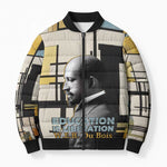 W.E.B. Du Bois Education is Liberation Bomber Puffer Jacket Scholar, Activist, Visionary Tribute Design - African Pride