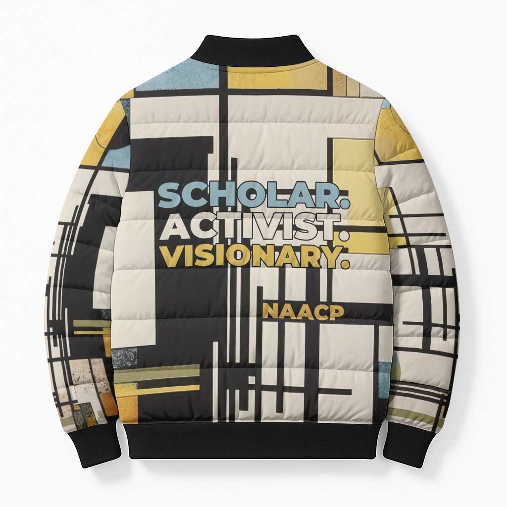 W.E.B. Du Bois Education is Liberation Bomber Puffer Jacket Scholar, Activist, Visionary Tribute Design - African Pride