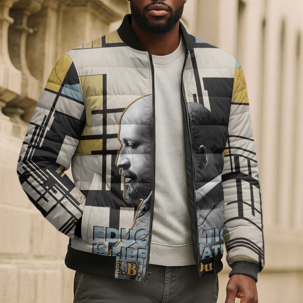 W.E.B. Du Bois Education is Liberation Bomber Puffer Jacket Scholar, Activist, Visionary Tribute Design - African Pride