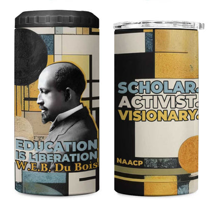 W.E.B. Du Bois Education is Liberation 4 in 1 Can Cooler Tumbler Scholar, Activist, Visionary Tribute Design - African Pride