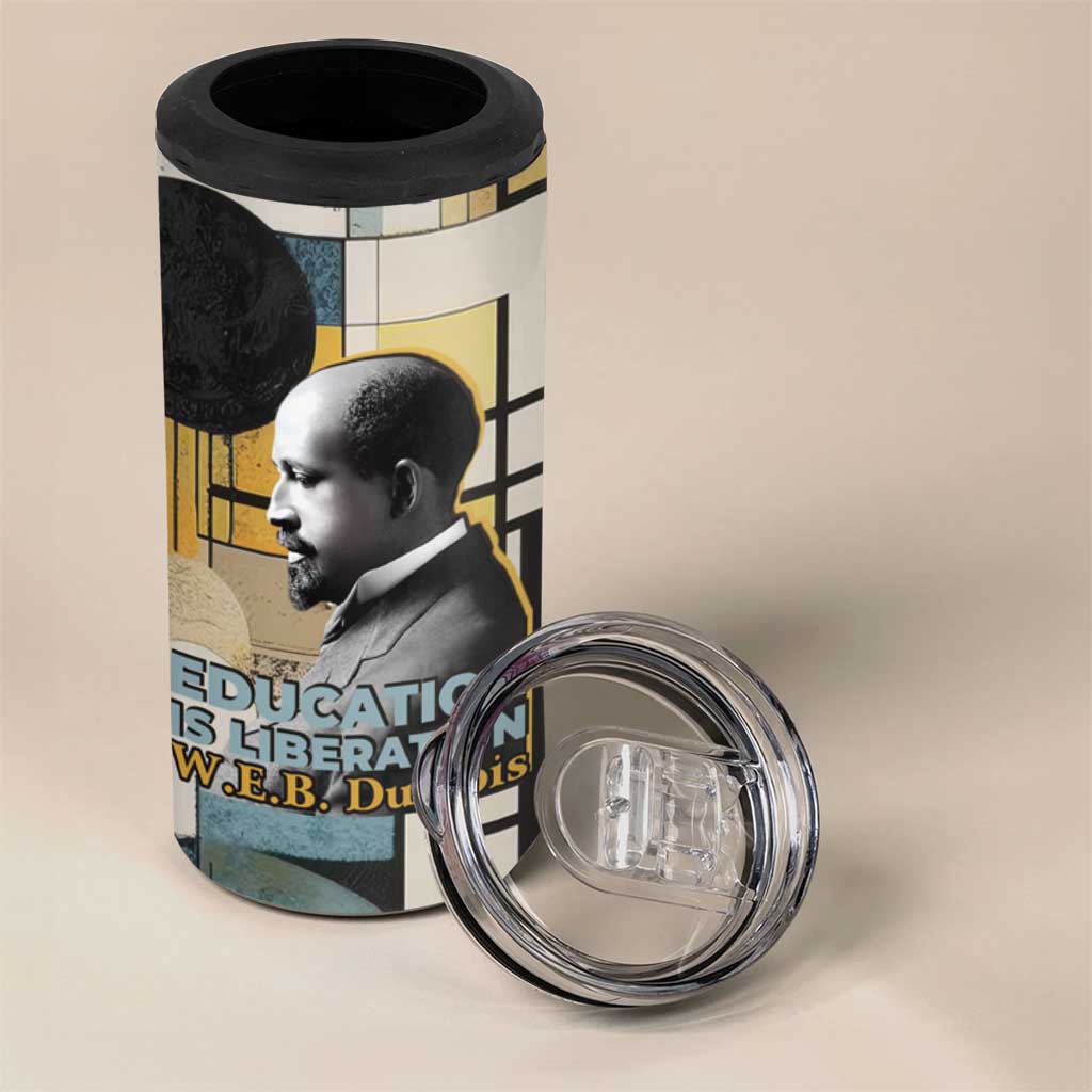 W.E.B. Du Bois Education is Liberation 4 in 1 Can Cooler Tumbler Scholar, Activist, Visionary Tribute Design - African Pride