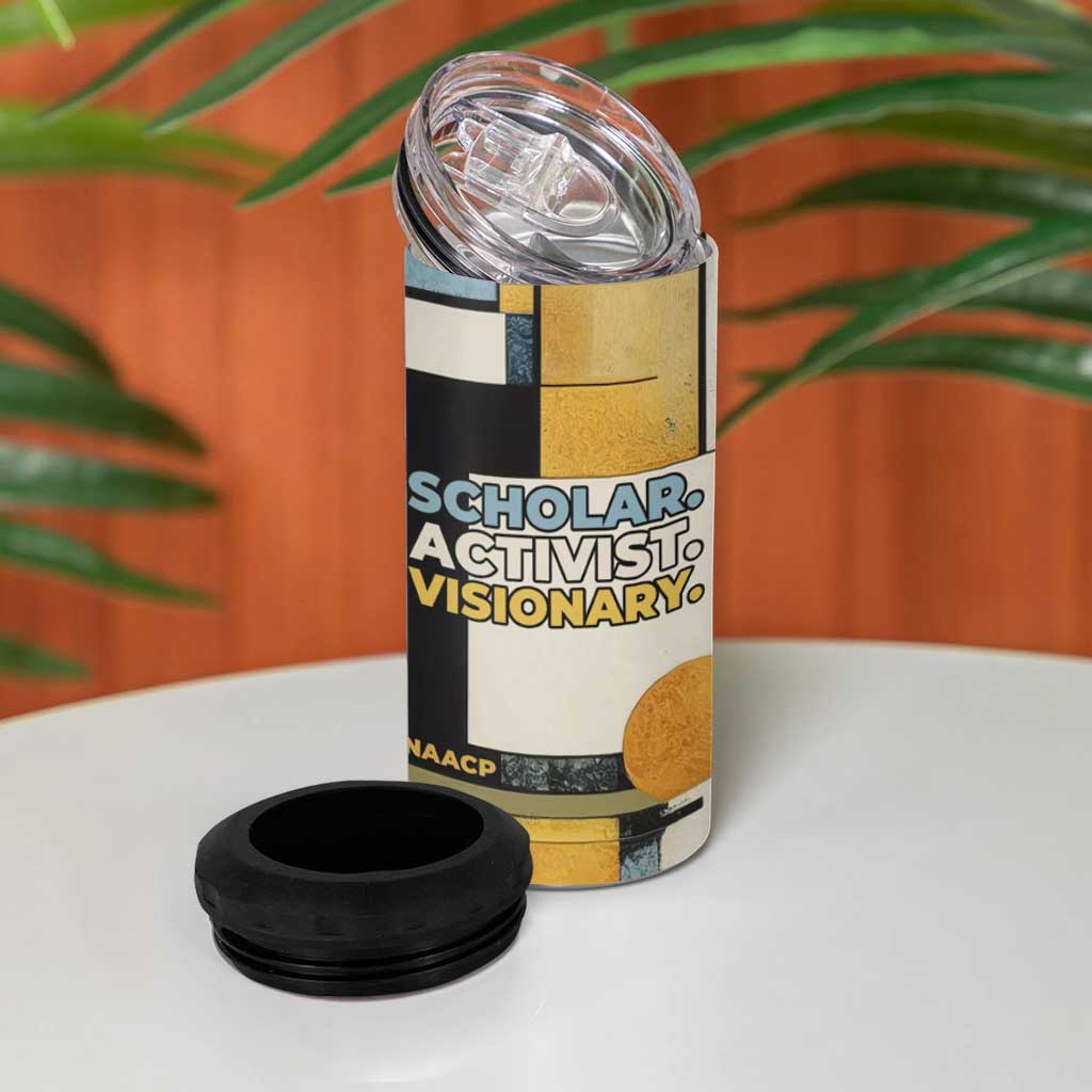W.E.B. Du Bois Education is Liberation 4 in 1 Can Cooler Tumbler Scholar, Activist, Visionary Tribute Design - African Pride