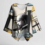 W.E.B. Du Bois Education is Liberation Kimono Sleeve Blouse Scholar, Activist, Visionary Tribute Design - African Pride