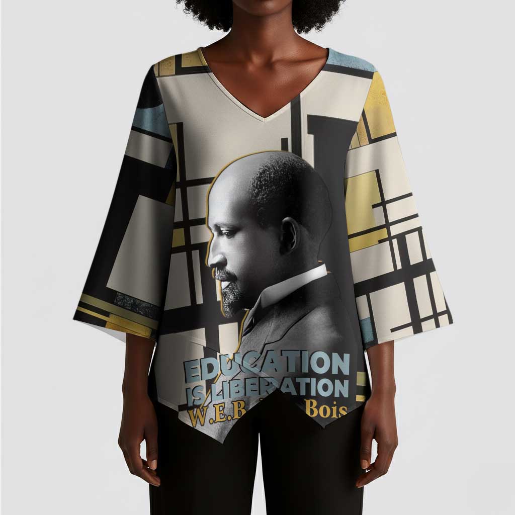 W.E.B. Du Bois Education is Liberation Kimono Sleeve Blouse Scholar, Activist, Visionary Tribute Design - African Pride