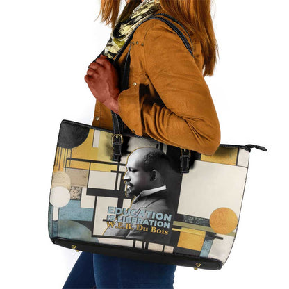W.E.B. Du Bois Education is Liberation Leather Tote Bag Scholar, Activist, Visionary Tribute Design - African Pride