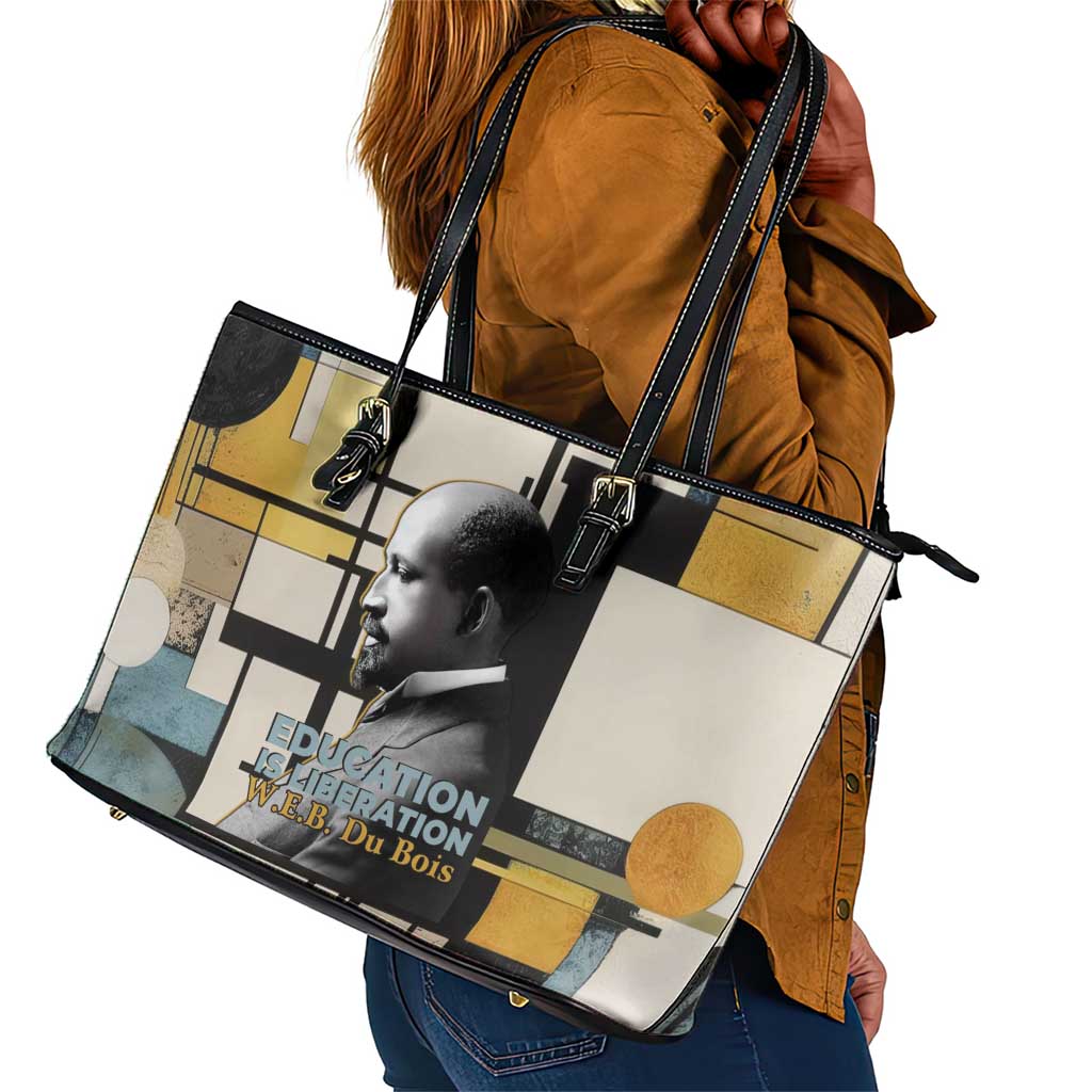 W.E.B. Du Bois Education is Liberation Leather Tote Bag Scholar, Activist, Visionary Tribute Design - African Pride
