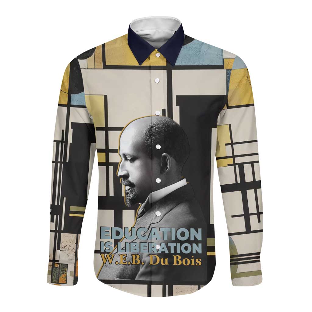 W.E.B. Du Bois Education is Liberation Long Sleeve Button Shirt Scholar, Activist, Visionary Tribute Design - African Pride