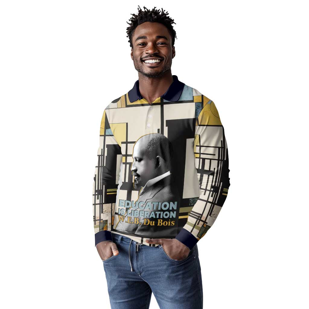 W.E.B. Du Bois Education is Liberation Long Sleeve Polo Shirt Scholar, Activist, Visionary Tribute Design - African Pride