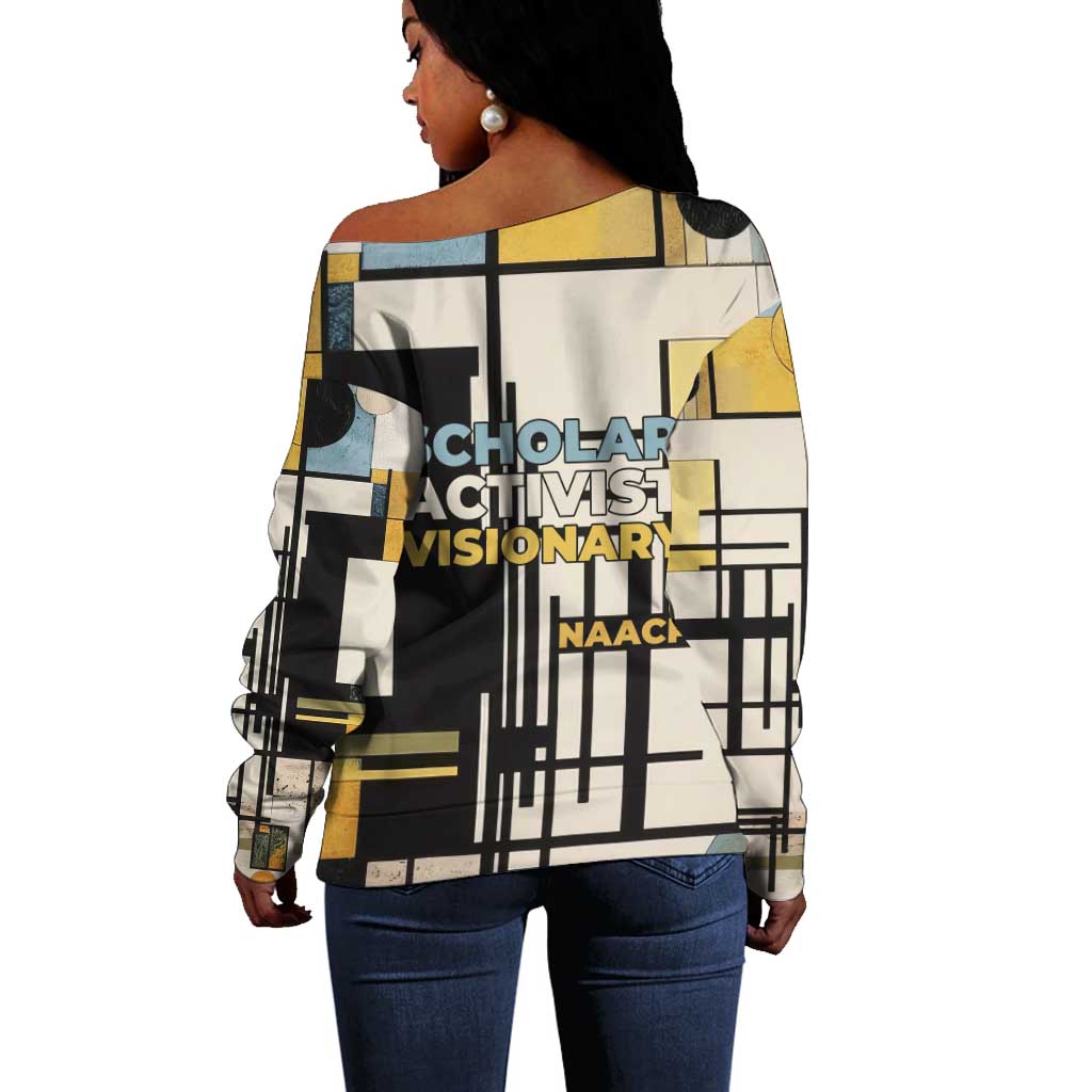 W.E.B. Du Bois Education is Liberation Off Shoulder Sweater Scholar, Activist, Visionary Tribute Design - African Pride